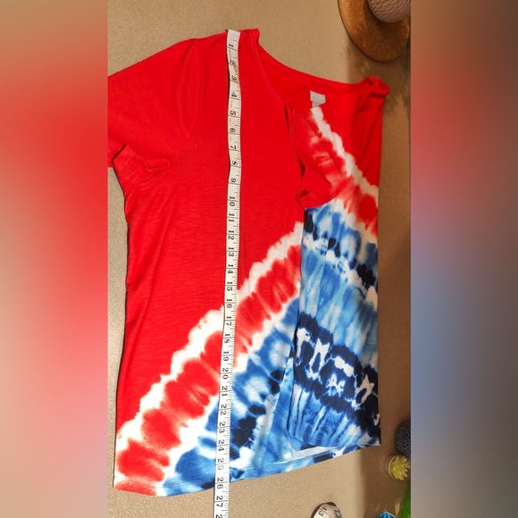 Chico's Zenergy Vibrant Red, White & Blue T-shirt Sz. 4 or 20-22 - Picture 5 of 5